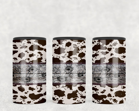 Cow Print Sunflowers 5-in-1 Can Hugger Tumbler - 1257