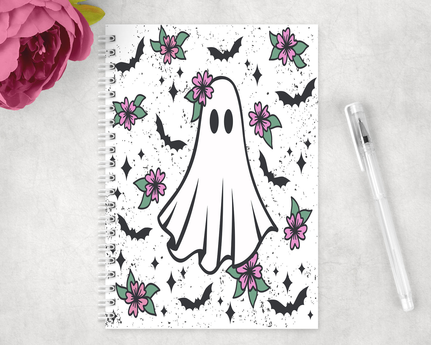 Halloween Cute Ghost Spiral Lined A5 Journal - 1261