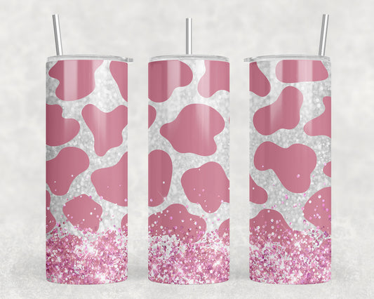 Pink Cow Print Skull 20oz Skinny Tumbler - 1262