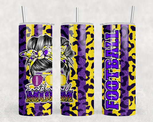 Yellow and Purple Football Mom 20oz Skinny Tumbler - 126