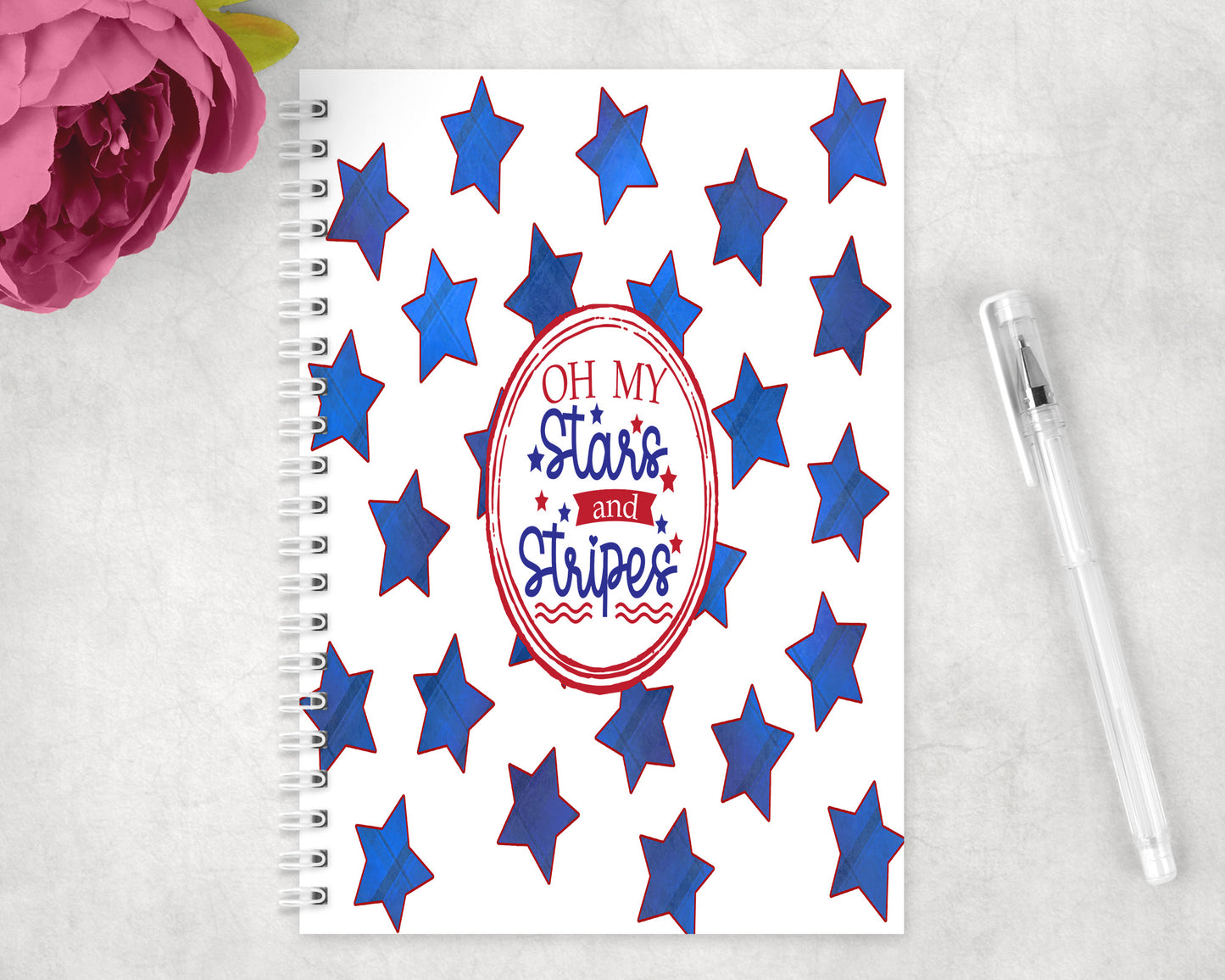 Oh My Stars 4th Of July Spiral Lined A5 Journal - 1271