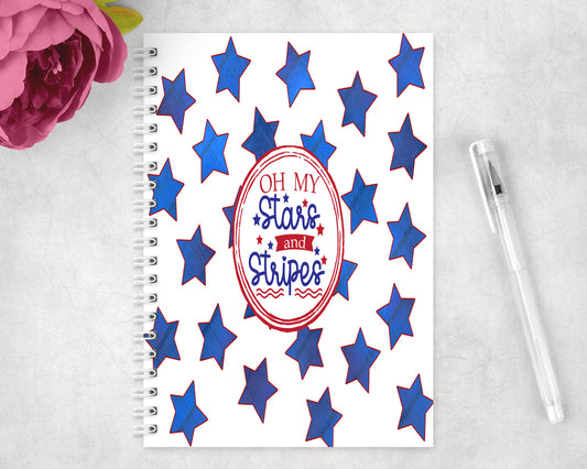 Oh My Stars 4th Of July Spiral Lined A5 Journal - 1271