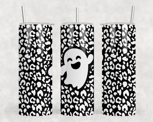 Cute Halloween Leopard Print Ghost 20oz Skinny Tumbler - 1272