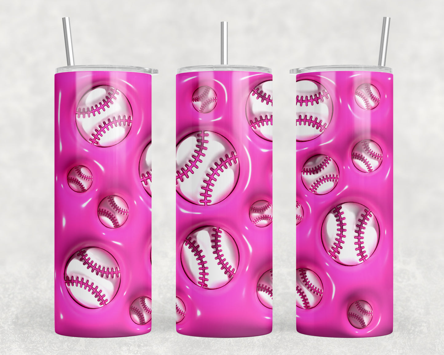 Pink Baseball Inflated 20oz Skinny Tumbler - 1276