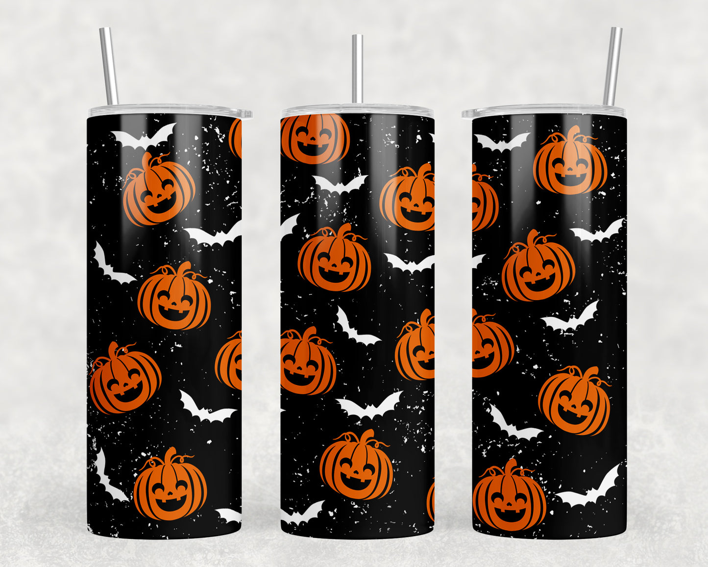 Cute Halloween Pumpkins and Bats 20oz Skinny Tumbler - 1279