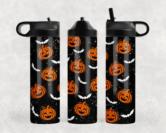 Cute Halloween Pumpkins and Bats Water Bottle - 1279