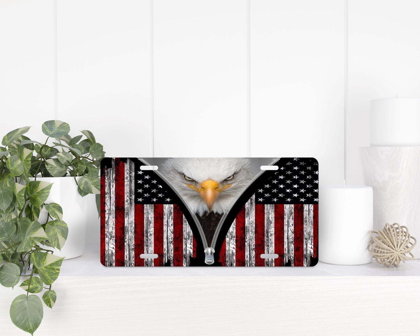 Patriotic Eagle American Flag License Plate - 1282