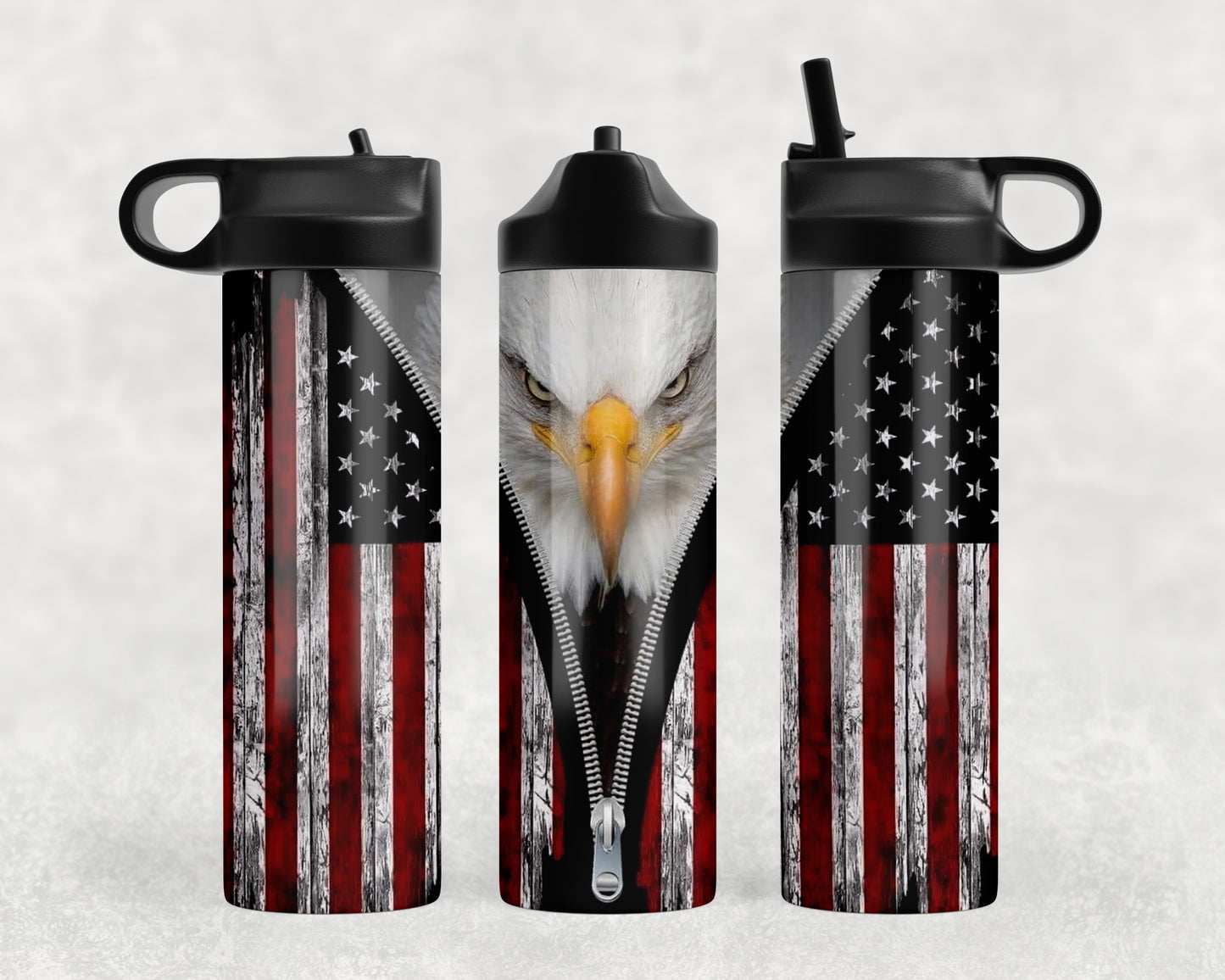 Patriotic Eagle American Flag Water Bottle - 1282