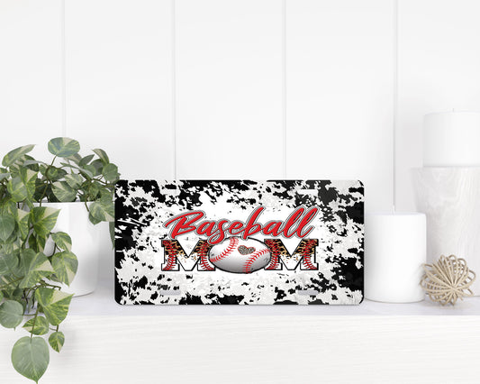 Printed Cowhide Baseball Mom License Plate - 1283