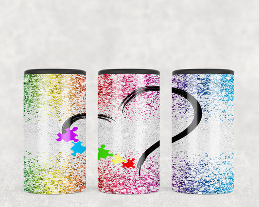 Puzzle Pieces Heart Autism Awareness 5-in-1 Can Hugger Tumbler - 1284