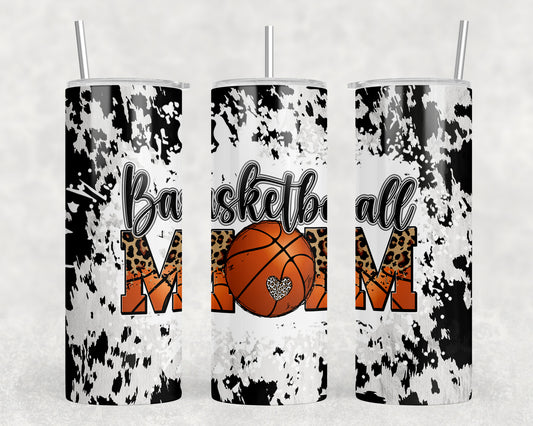 Printed Cowhide Basketball Mom 20oz Skinny Tumbler - 1285