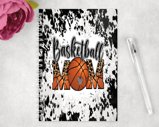 Printed Cowhide Basketball Mom Spiral Lined A5 Journal - 1285