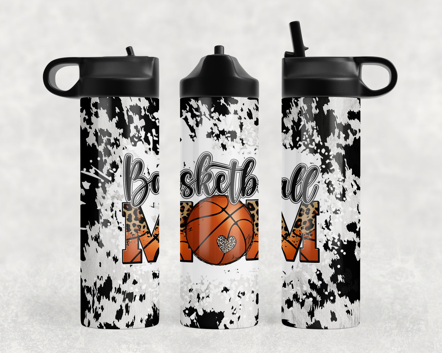 Printed Cowhide Basketball Mom Water Bottle - 1285