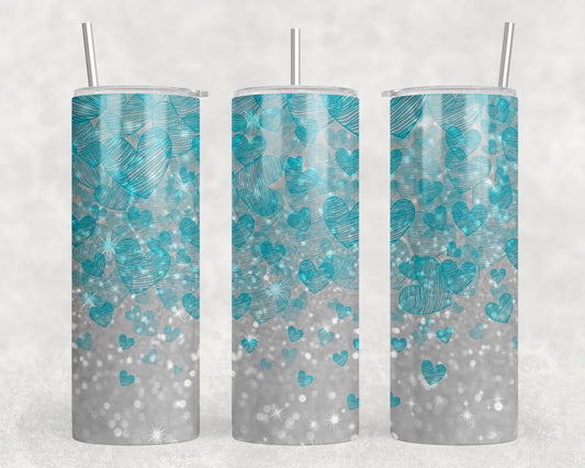 Blue Hearts 20oz Skinny Tumbler - 1288