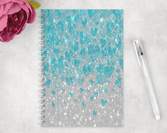 Blue Hearts Spiral Lined A5 Journal - 1288