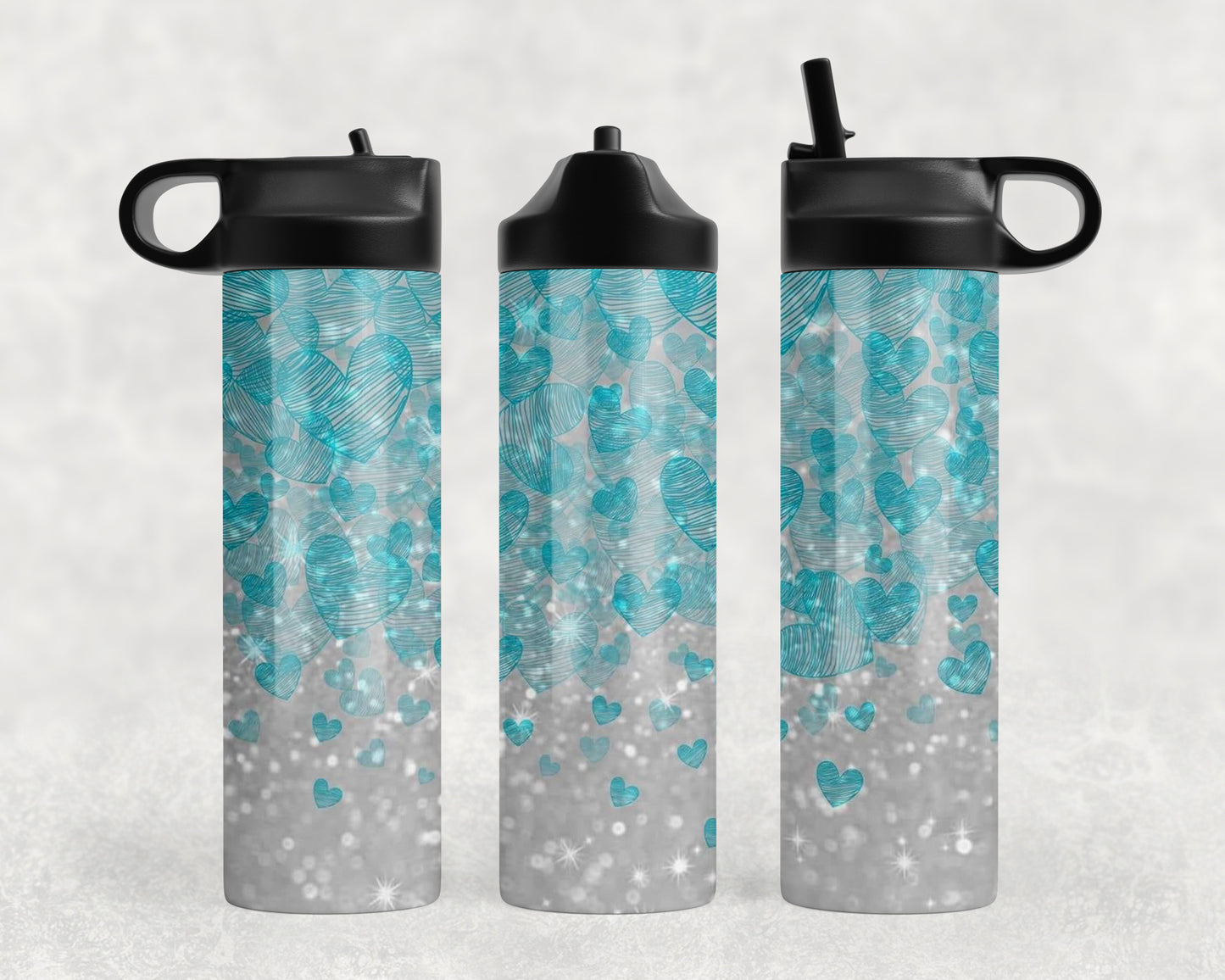 Blue Hearts Water Bottle - 1288