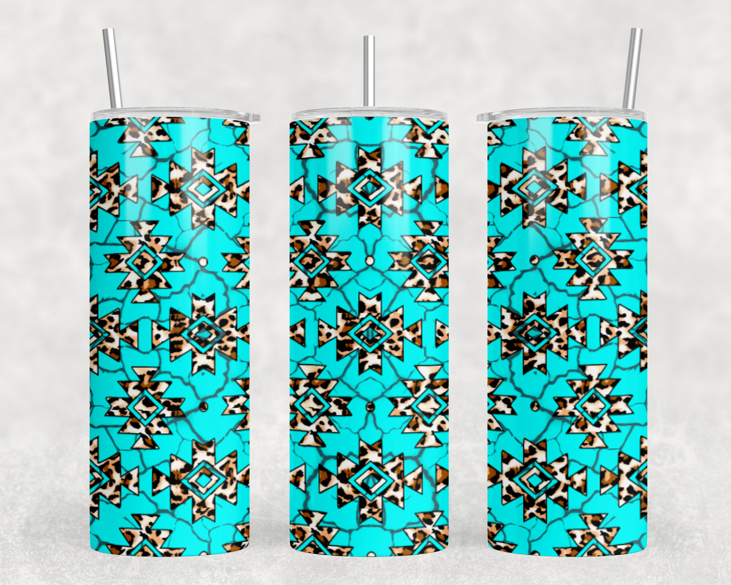 Western Turquoise Aztec 20oz Skinny Tumbler - 1292