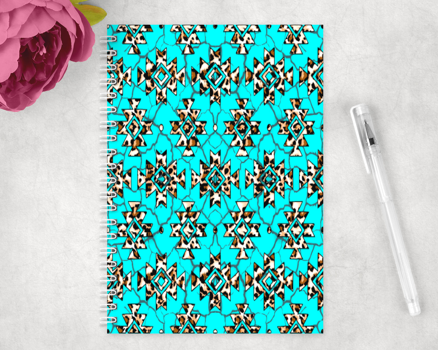 Western Turquoise Aztec Spiral Lined A5 Journal - 1292