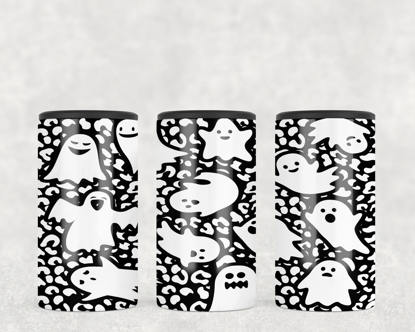 Cute Halloween Leopard Print Ghosts 5-in-1 Can Hugger Tumbler - 1293