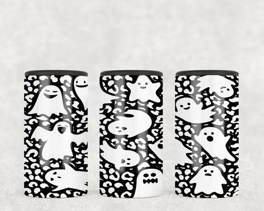 Cute Halloween Leopard Print Ghosts 5-in-1 Can Hugger Tumbler - 1293