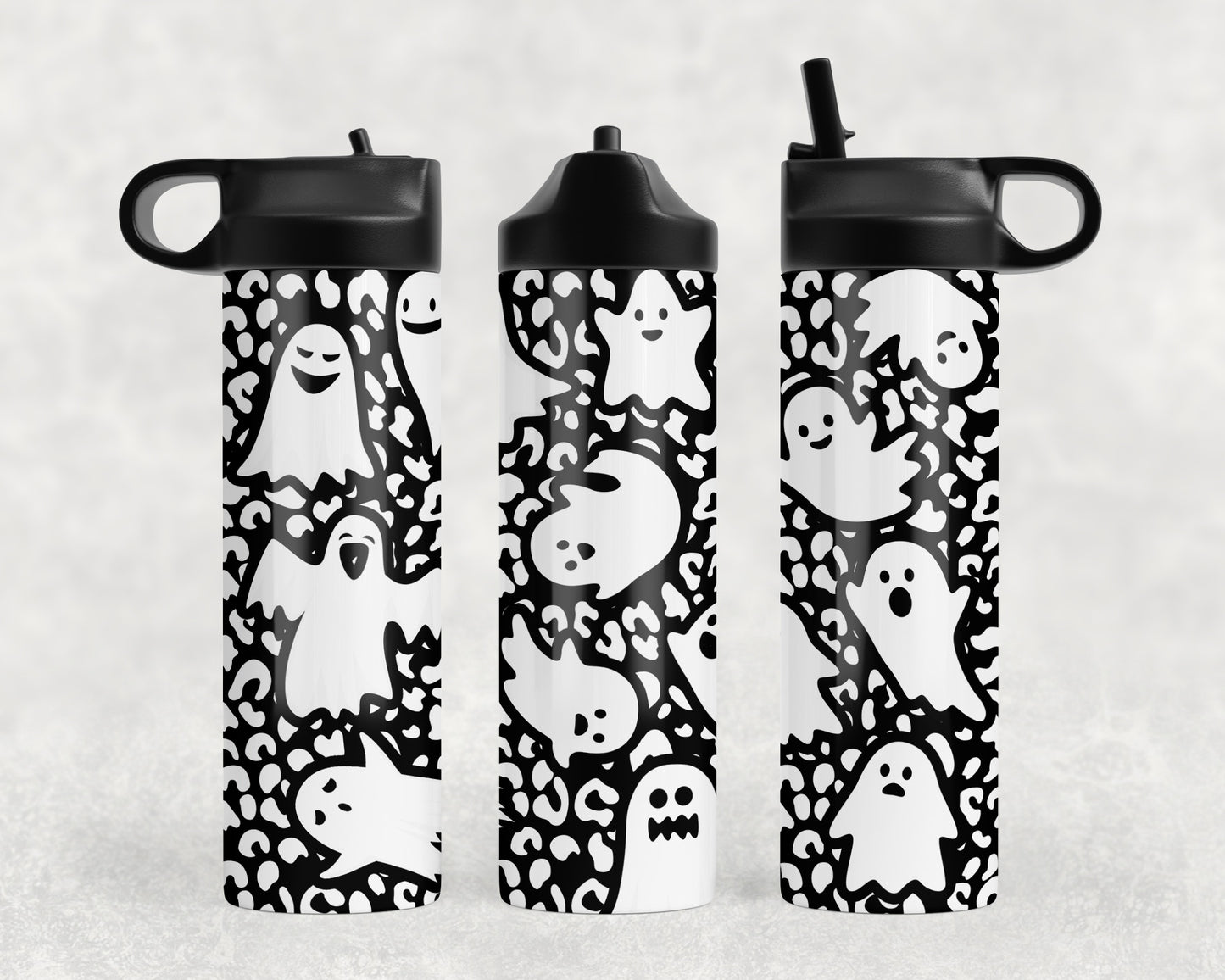 Cute Halloween Leopard Print Ghosts Water Bottle - 1293