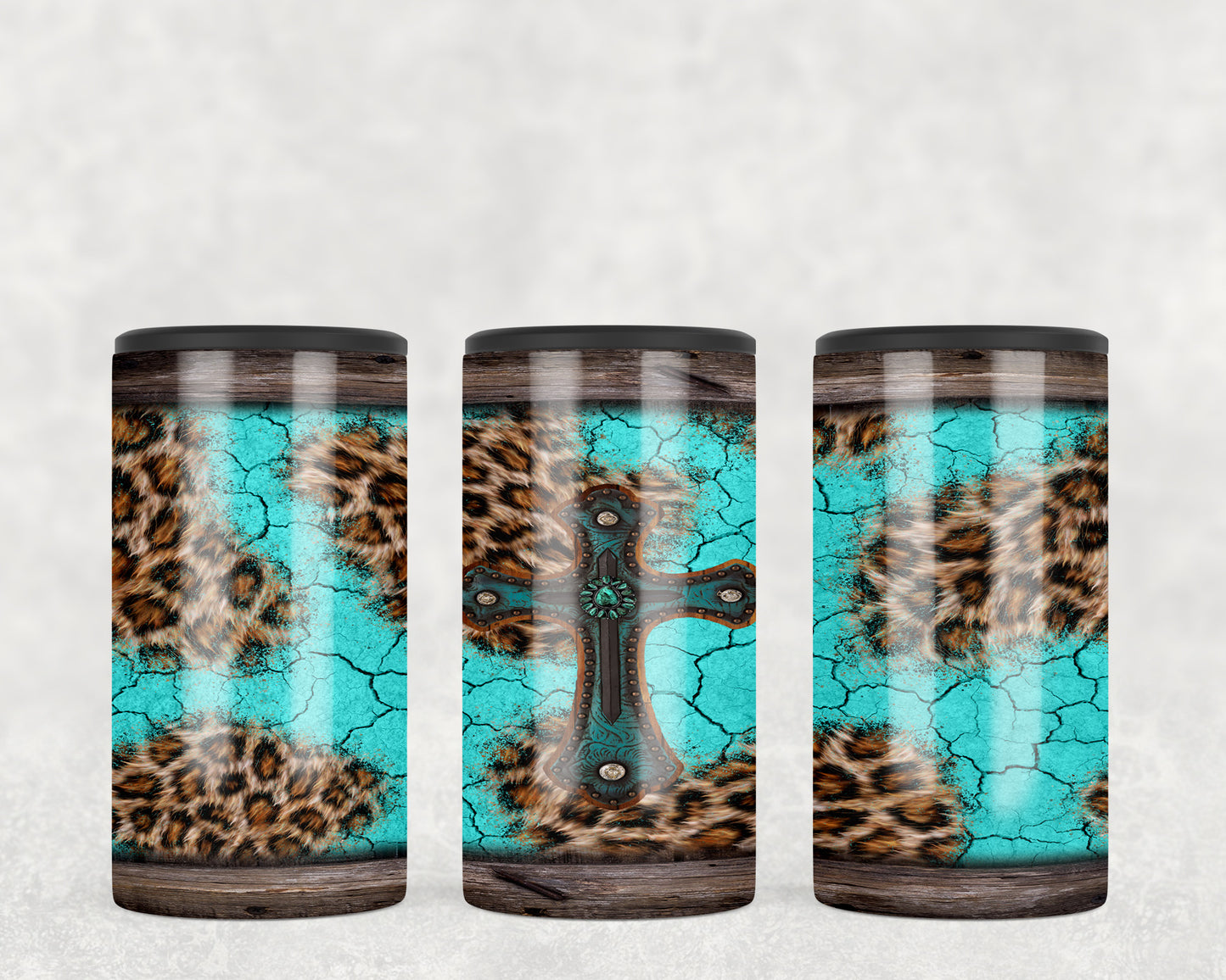 Western Turquoise Cross 5-in-1 Can Hugger Tumbler - 1294