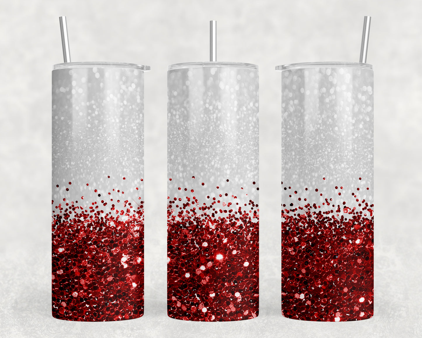 Red Faux Printed Glitter 20oz Skinny Tumbler - 1296