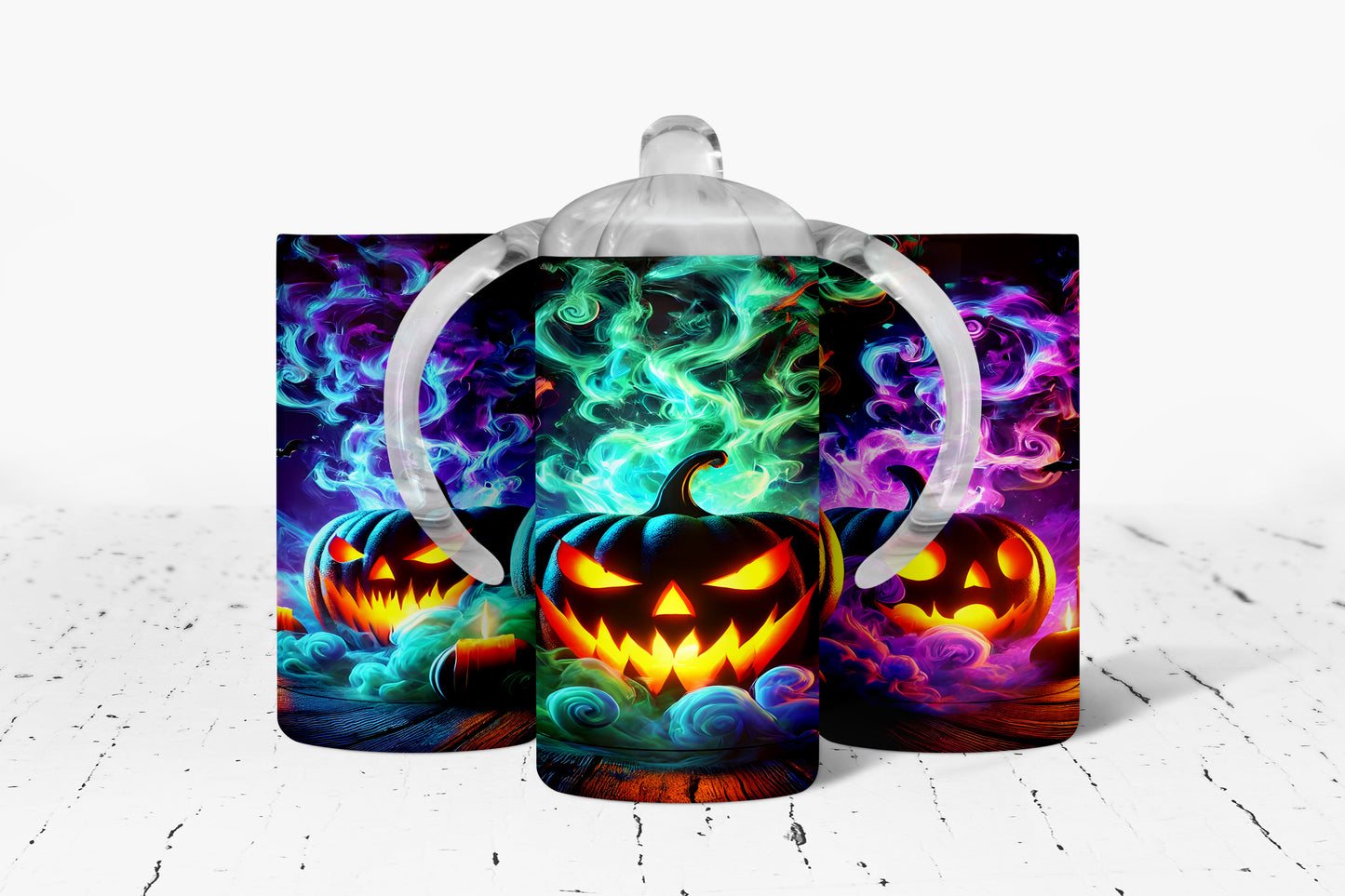 Halloween Pumpkins Kids Dual Lid Sippy Cup Tumbler - 129