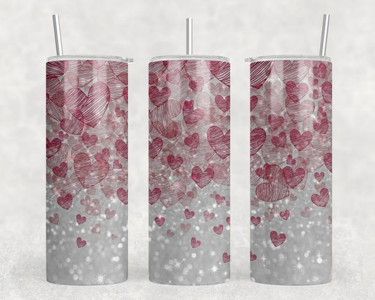 Pink Hearts 20oz Skinny Tumbler - 1300