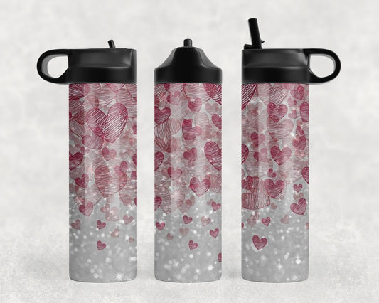 Pink Hearts Water Bottle - 1300