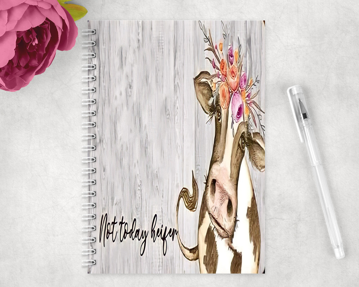 Funny Cow Not Today Heifer Spiral Lined A5 Journal - 1306