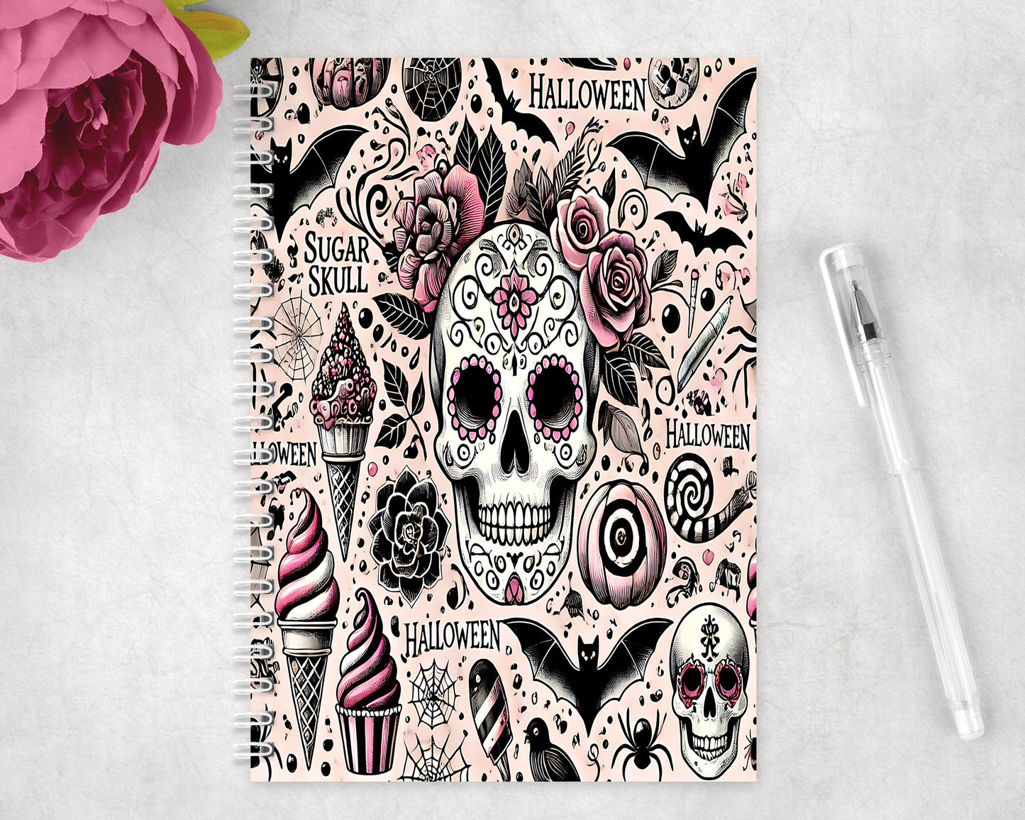 Sugar Skull Spiral Lined A5 Journal - 130