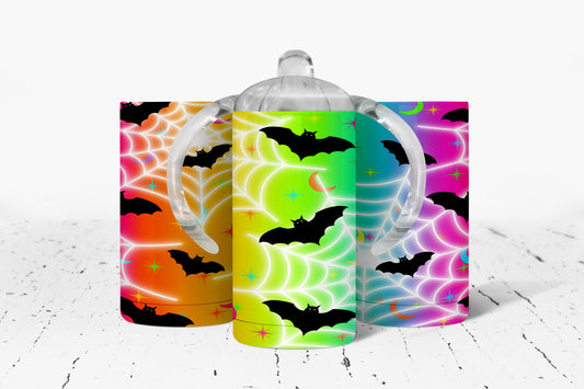 Neon Halloween Bats Kids Dual Lid Sippy Cup Tumbler - 1311