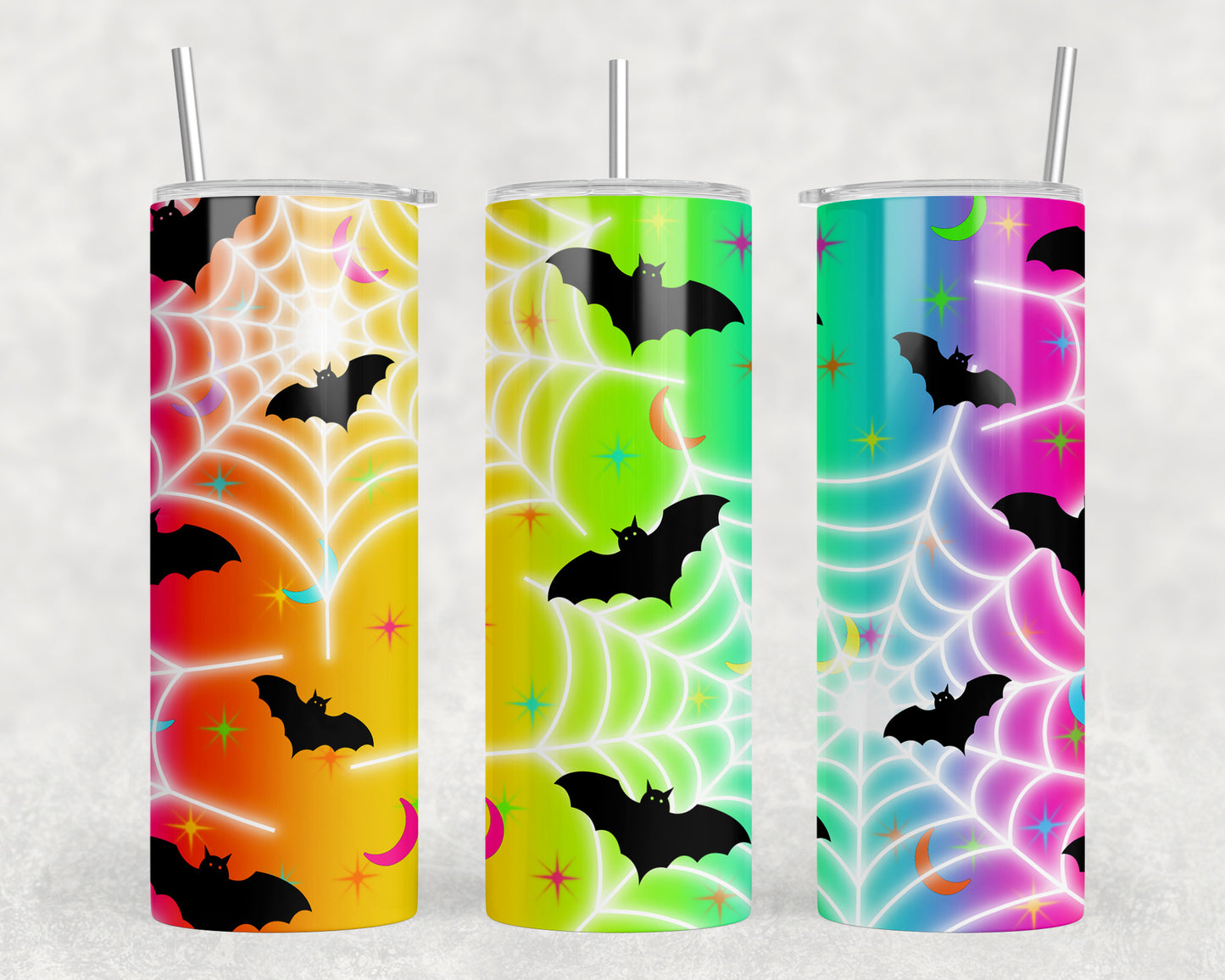 Neon Halloween Bats 20oz Skinny Tumbler - 1311