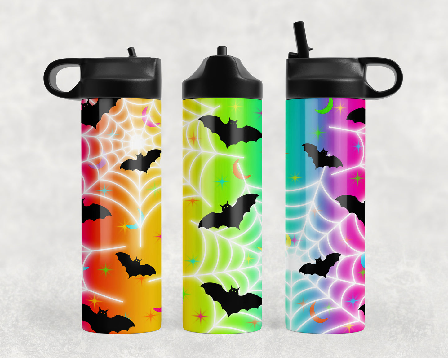 Neon Halloween Bats Water Bottle - 1311