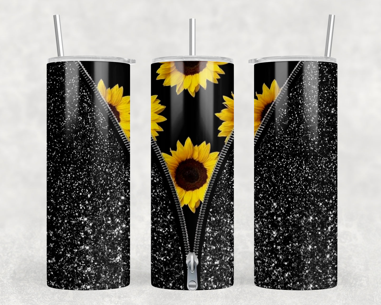 Zipper Sunflowers 20oz Skinny Tumbler - 1317