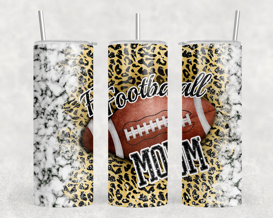 Leopard Print Football Mom 20oz Skinny Tumbler - 1321