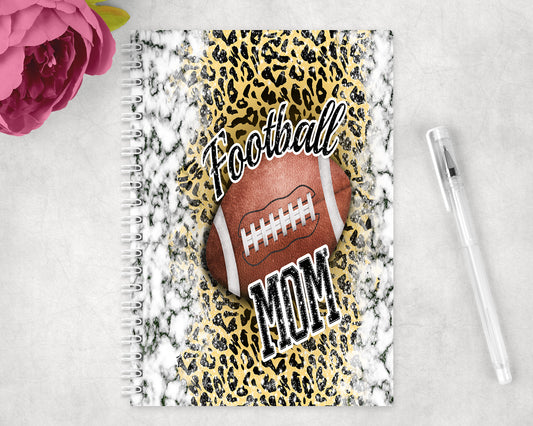 Leopard Print Football Mom Spiral Lined A5 Journal - 1321