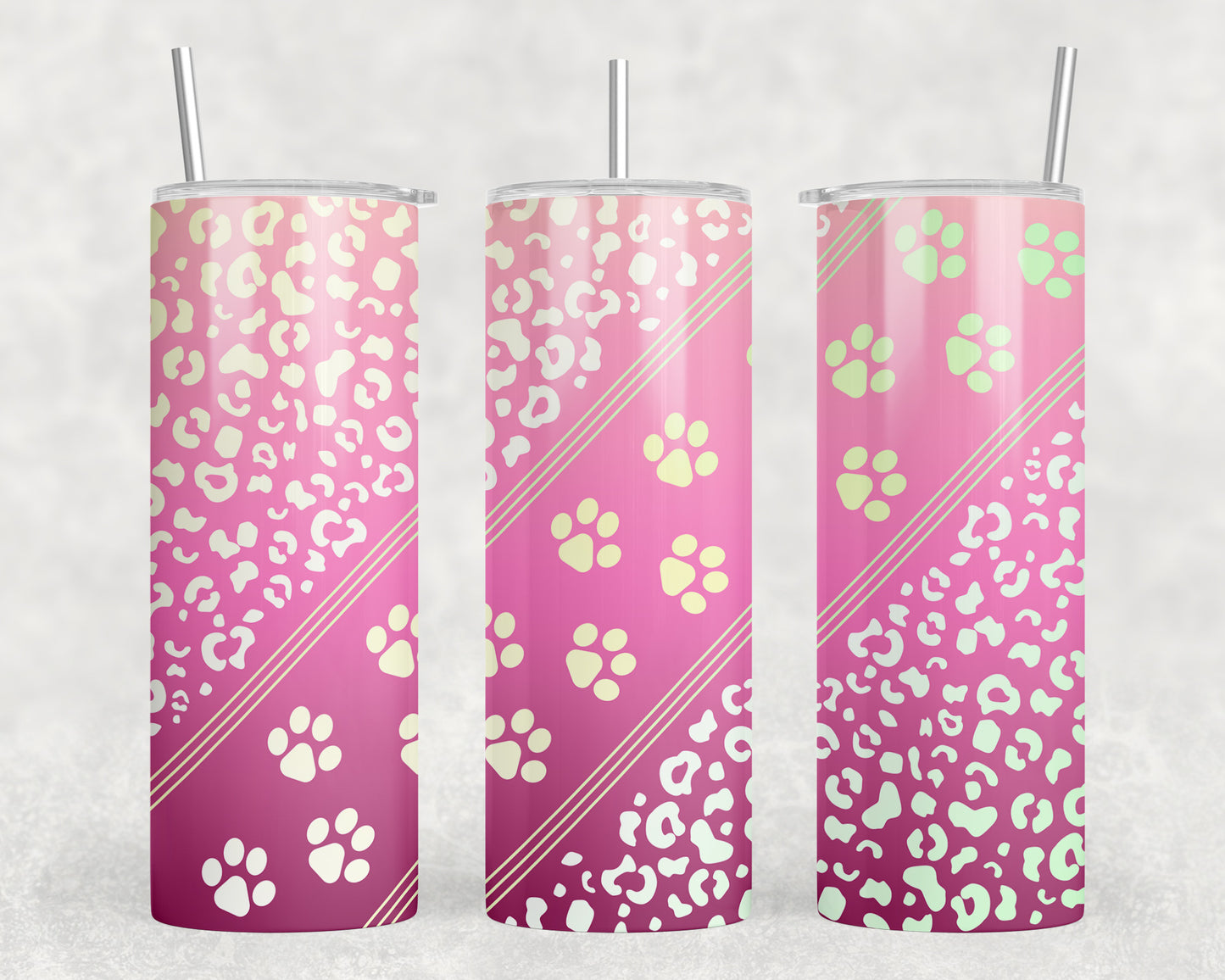 Pink Paw Prints 20oz Skinny Tumbler - 1322