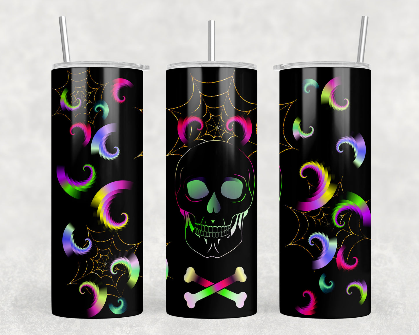 Halloween Neon Skull 20oz Skinny Tumbler - 1324