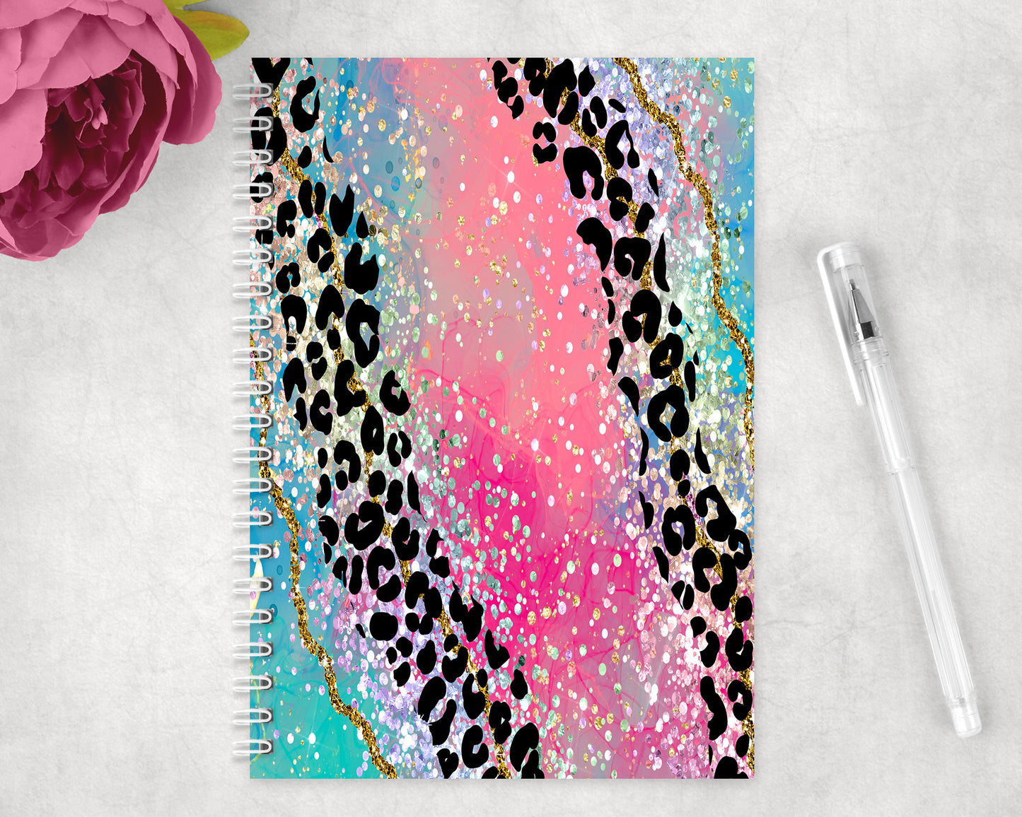 Leopard Print Milky Way Spiral Lined A5 Journal - 1331