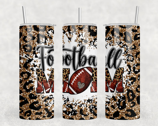 Leopard Print Football Mom 20oz Skinny Tumbler - 1333