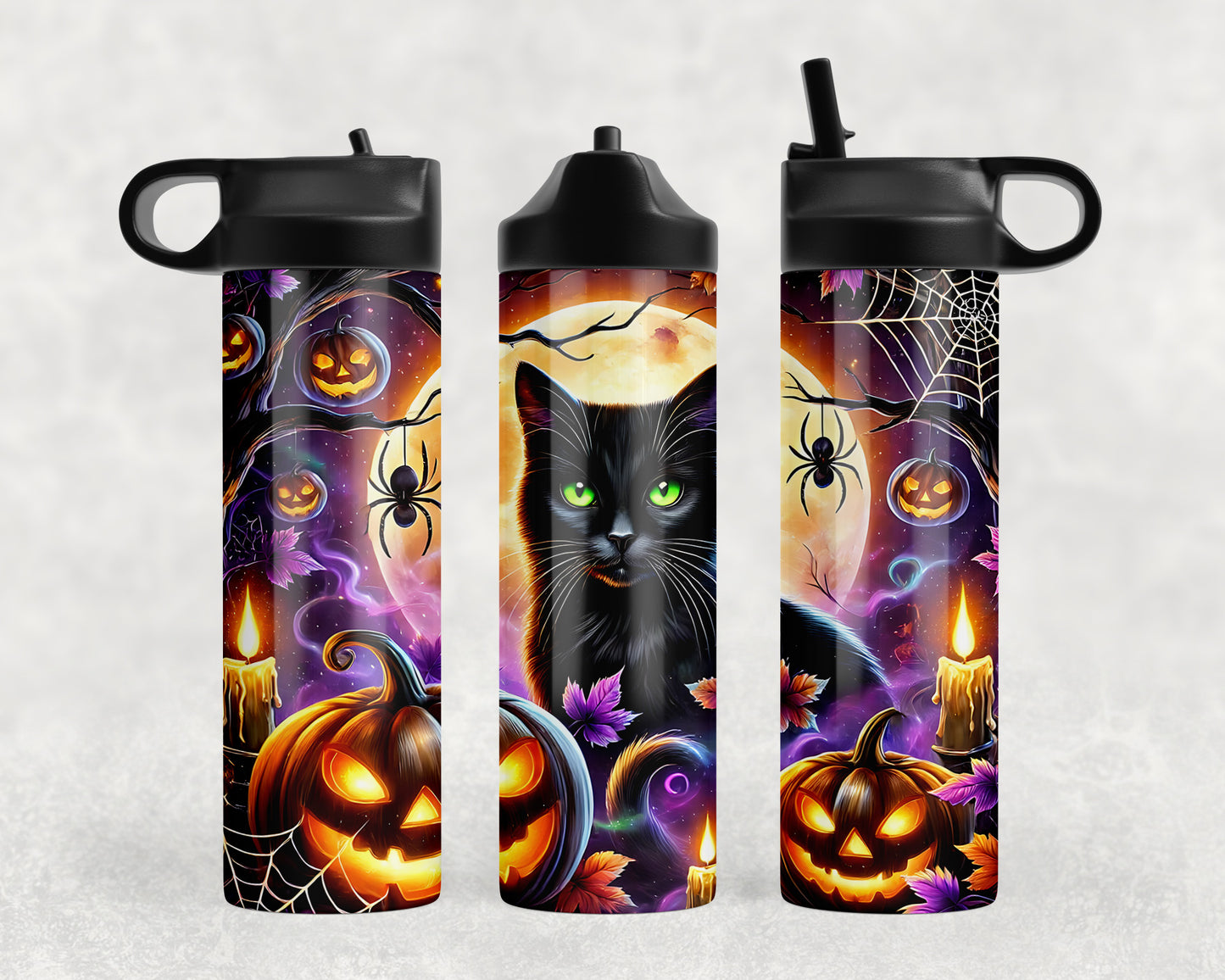 Black Cat Halloween Water Bottle - 133