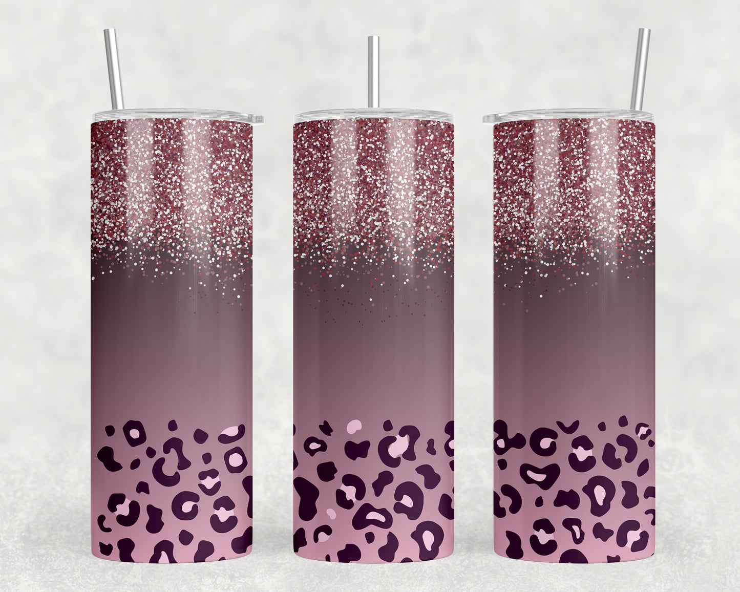 Pink Leopard Print 20oz Skinny Tumbler - 1343