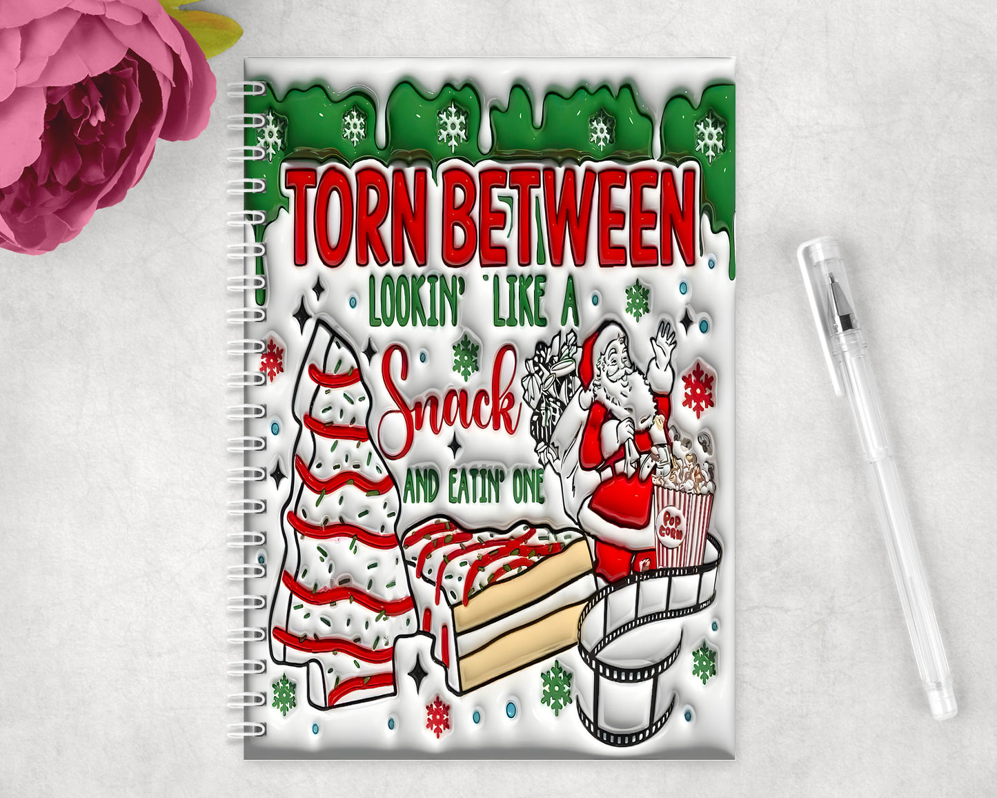 Christmas Funny Inflated Snack Spiral Lined A5 Journal - 1345