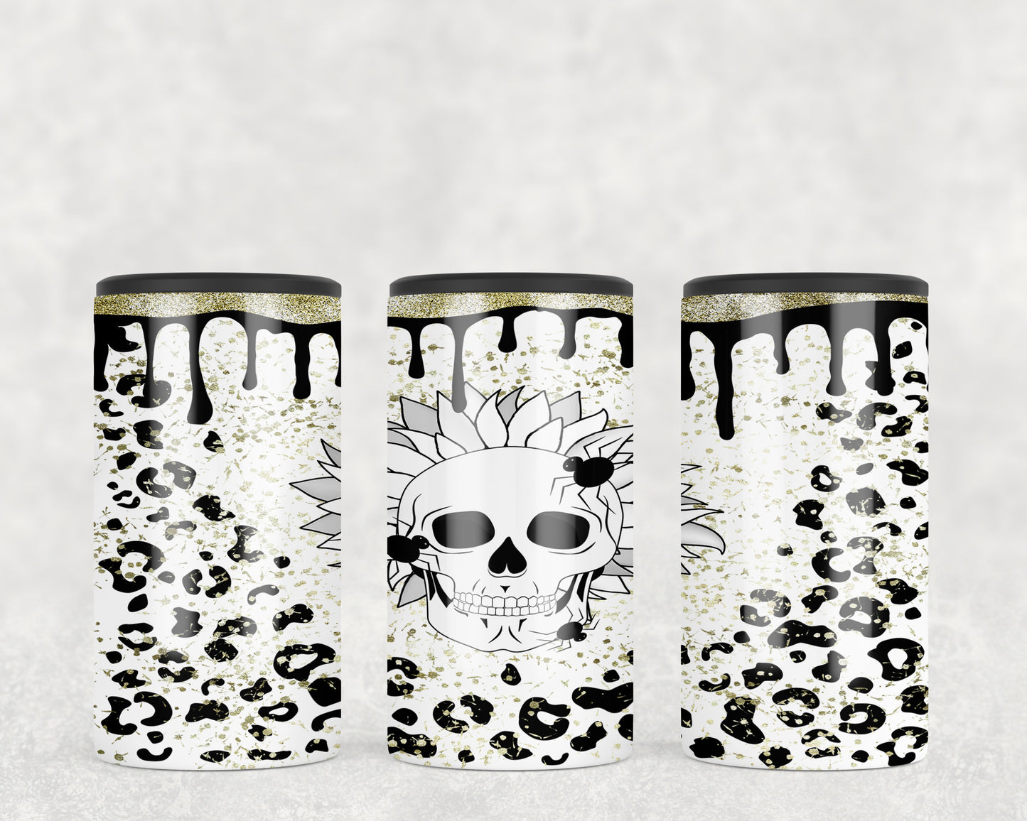 Leopard Print Skull 5-in-1 Can Hugger Tumbler - 1346