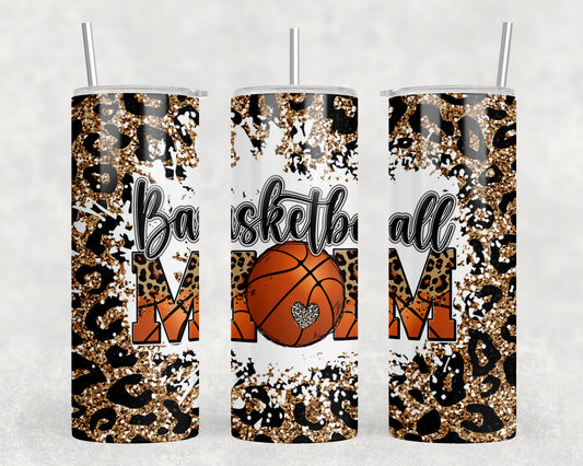 Leopard Print Basketball Mom 20oz Skinny Tumbler - 1352