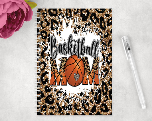 Leopard Print Basketball Mom Spiral Lined A5 Journal - 1352