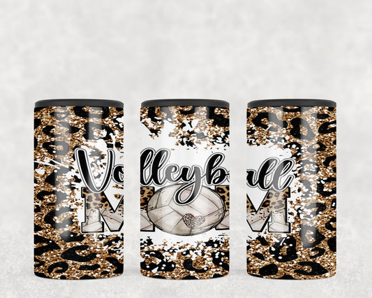 Leopard Print Volleyball Mom 5-in-1 Can Hugger Tumbler - 1354