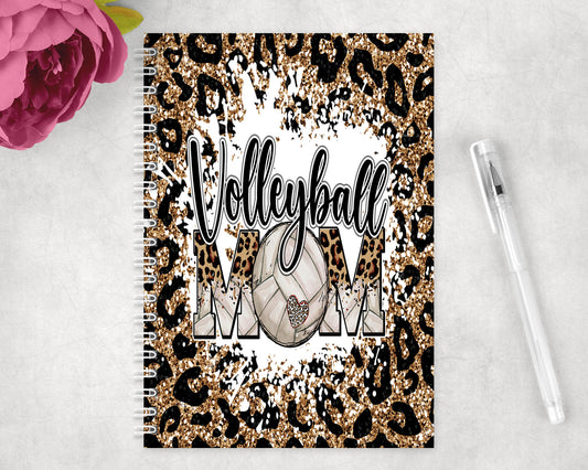 Leopard Print Volleyball Mom Spiral Lined A5 Journal - 1354